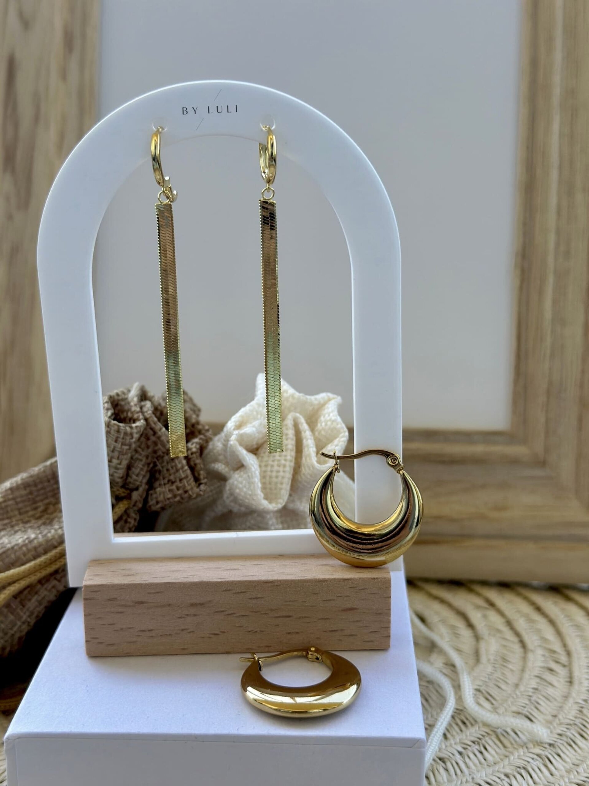 Pendientes Ro  I  Acero Inox Baño Oro 18k - 2