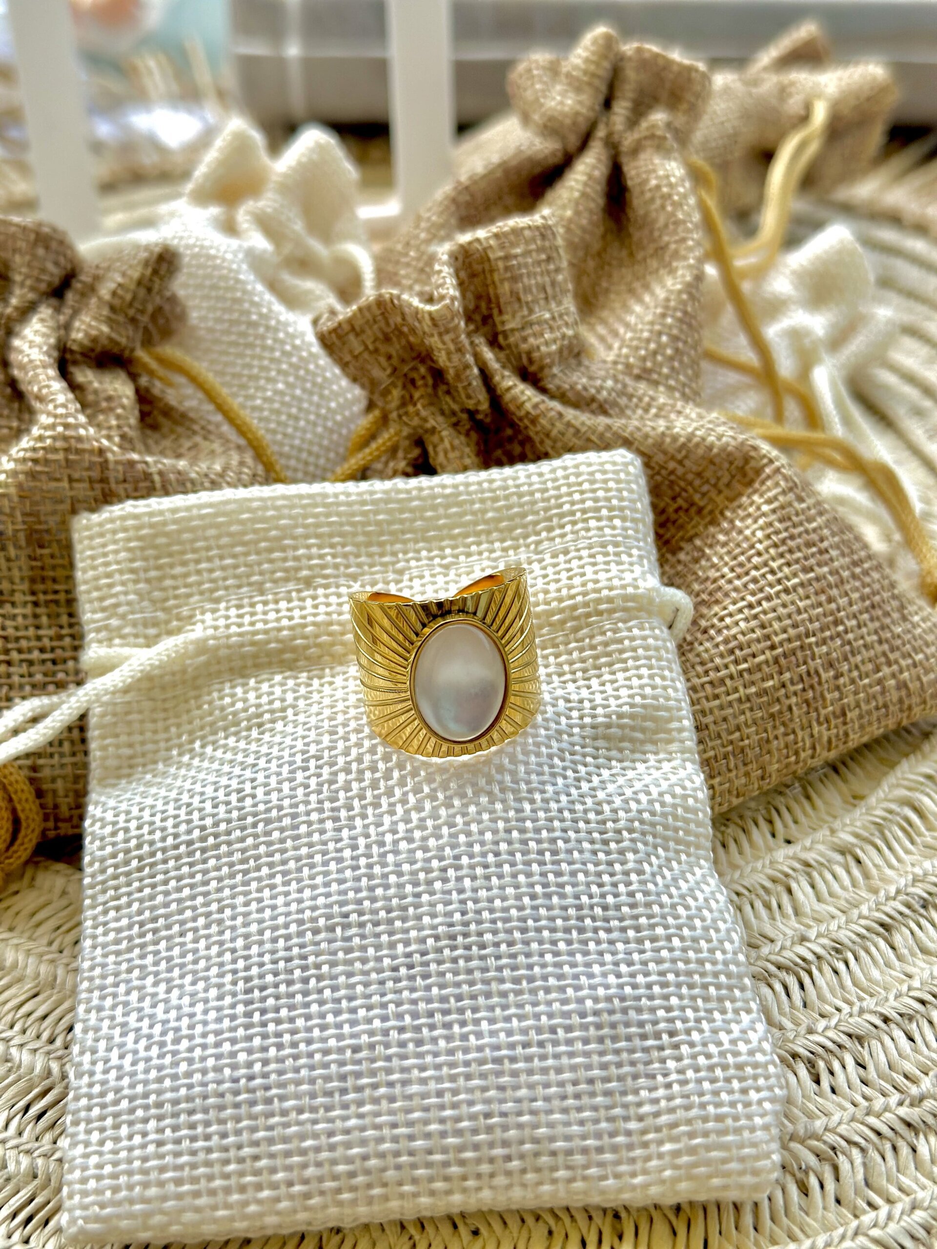 Anillo Gema Acero con baño Oro 18k  I ACERO 304L - 3